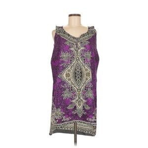 Cynthia Mehra Purple Printed Sleeveless Shift Dress One Size